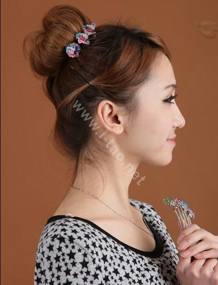 Sparkly Crystal Flower Metal Rhinestone Hair Clip Claw Clamp - Multicolor