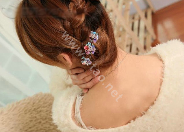 Sparkly Crystal Flower Metal Rhinestone Hair Clip Claw Clamp - Multicolor