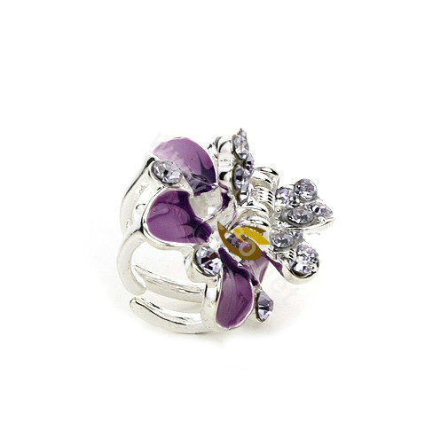 Sparkly Crystal Flower Metal Rhinestone Hair Clip Claw Clamp - Purple