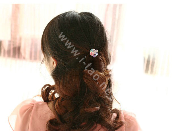 Sparkly Crystal Flower Metal Rhinestone Hair Clip Claw Clamp - Purple