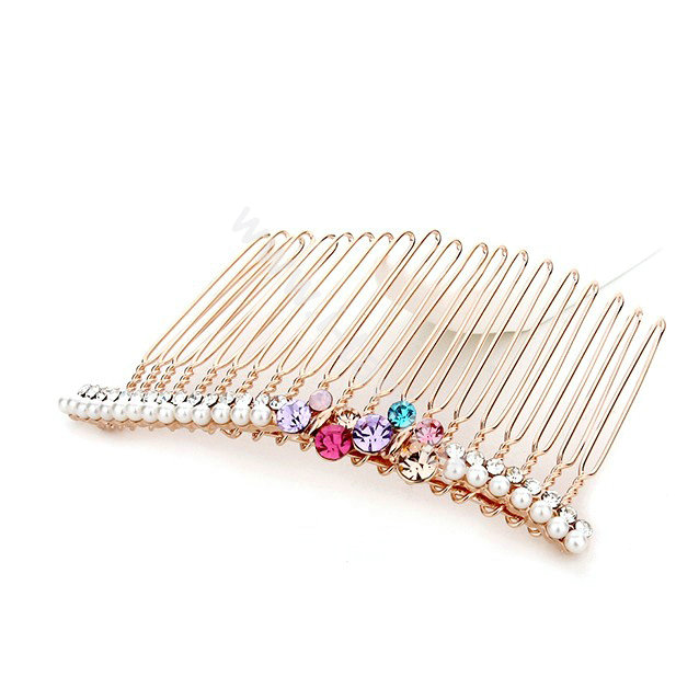 Hair Jewelry Crystal Rhinestone Butterfly Metal Hair Pin Comb Clip - Multicolor