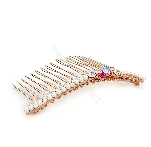 Hair Jewelry Crystal Rhinestone Butterfly Metal Hair Pin Comb Clip - Multicolor