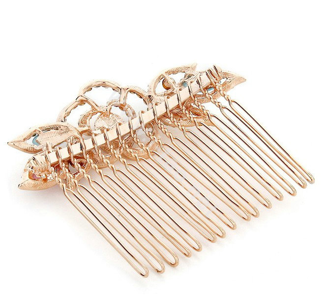 Hair Jewelry Crystal Rhinestone Flower Metal Hair Pin Comb Clip - Multicolor