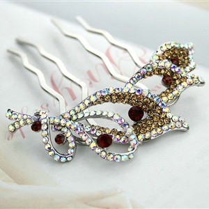 Hair Jewelry Crystal Rhinestone Flower Metal Hairpin Clip Comb Pin - Gold