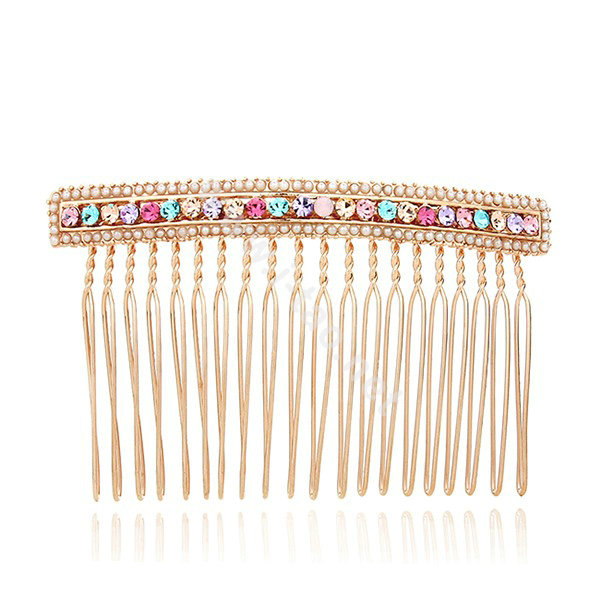 Hair Jewelry Crystal Rhinestone Metal Hair Pin Comb Clip - Multicolor
