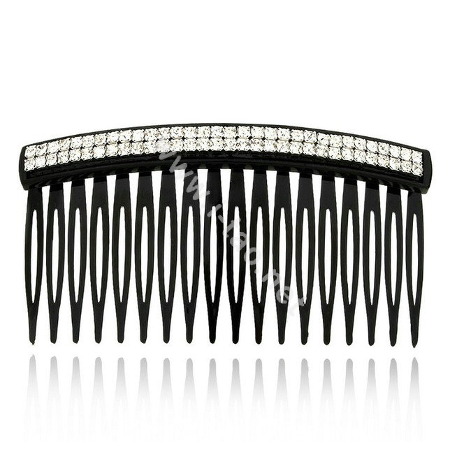 Hair Jewelry Crystal Rhinestone Small Resin Hair Pin Comb Clip - Black