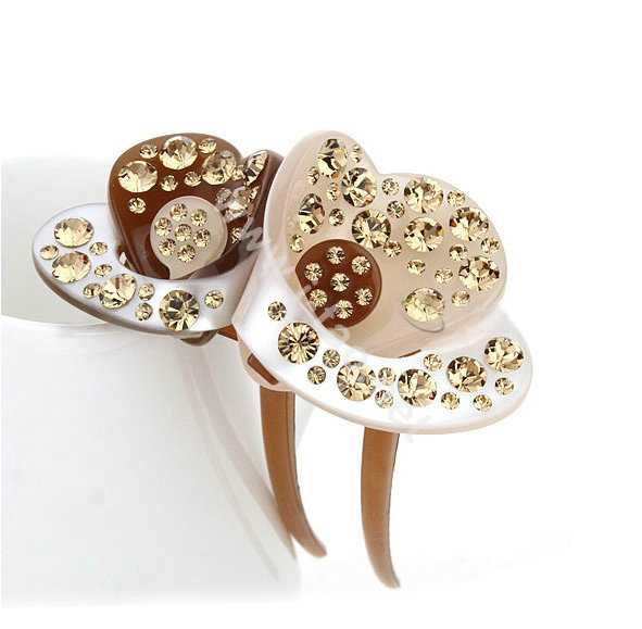 Hair Jewelry Crystal Rhinestone lotus Flower Hair Pin Comb Clip - Champagne