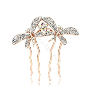 Hair Jewelry Rhinestone Crystal Butterfly Metal Hair Pin Clip Comb - White