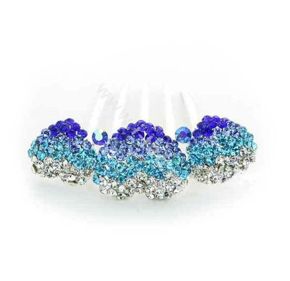 Hair Jewelry Rhinestone Crystal Lover Metal Hairpin Clip Comb Pin - Blue