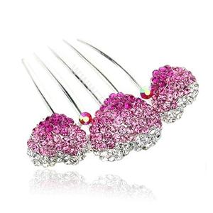 Hair Jewelry Rhinestone Crystal Lover Metal Hairpin Clip Comb Pin - Pink