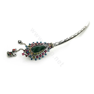 Retro Tassel Crystal Rhinestone Hairpin Hair Clasp Clip Fork Stick - Multicolor