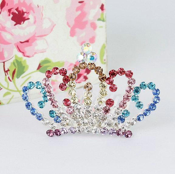 Alloy Crown Bride Hair Accessories Crystal Rhinestone Hair Pin Clip Combs - Multicolor