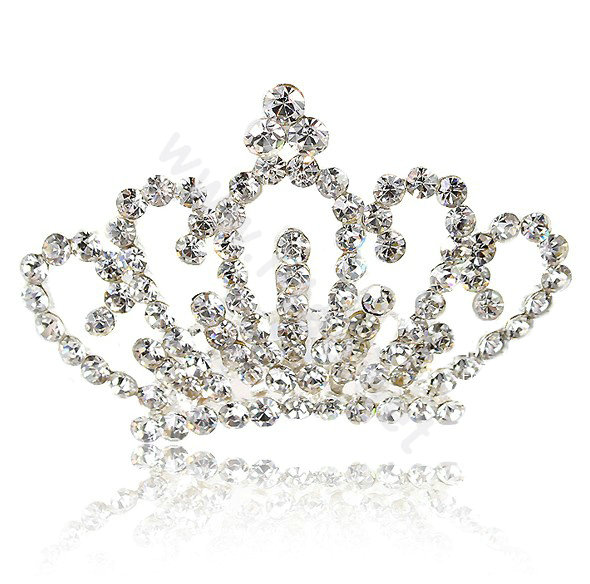 Alloy Crown Bride Hair Accessories Crystal Rhinestone Hair Pin Clip Combs - White