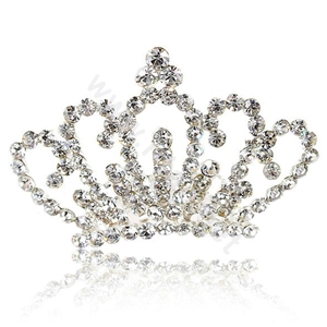 Alloy Crown Bride Hair Accessories Crystal Rhinestone Hair Pin Clip Combs - White