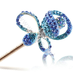 Bling Rhinestone Crystal Flower Hairpin Hair Clasp Clip Fork Stick - Sky blue