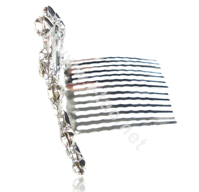 Bride Hair Accessories Crystal Rhinestone Alloy Crown Hair Pin Clip Combs - White