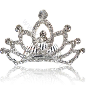 Bride Hair Accessories Crystal Rhinestone Alloy Crown Hair Pin Clip Combs - White
