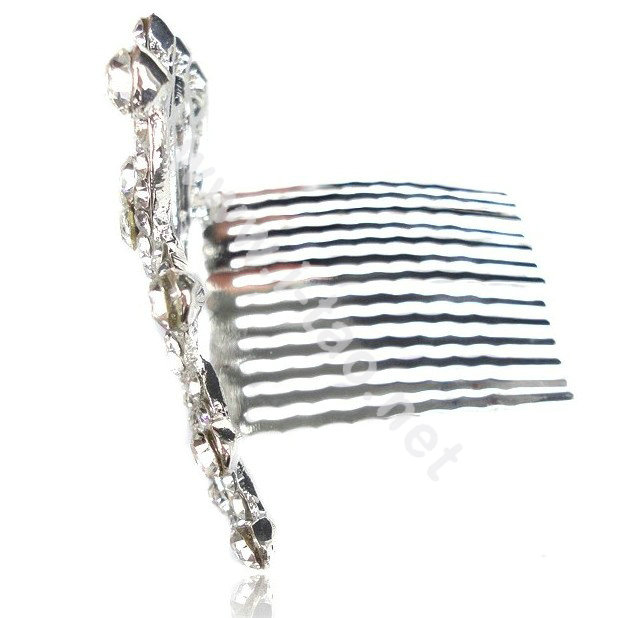 Bride Hair Accessories Crystal Rhinestone Crown Alloy Hair Pin Clip Combs - Blue