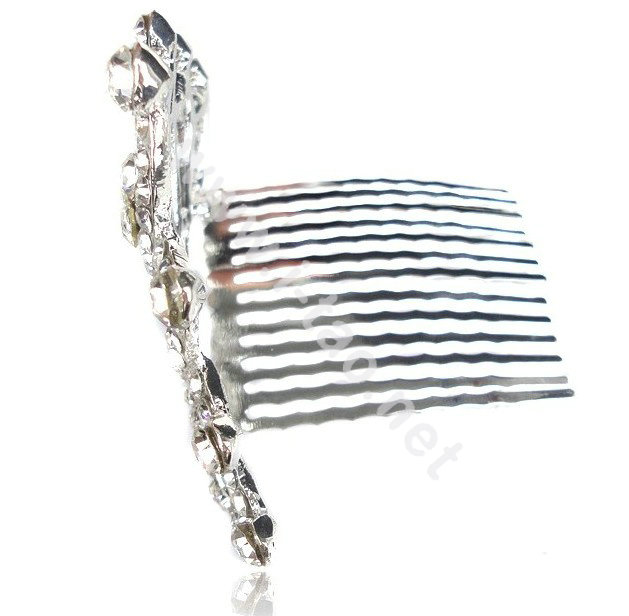 Bride Hair Accessories Crystal Rhinestone Crown Alloy Hair Pin Clip Combs - Pink