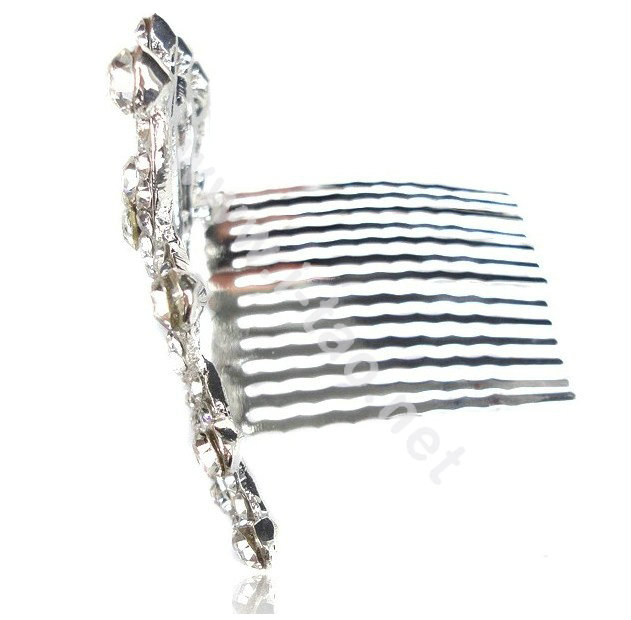 Bride Hair Accessories Crystal Rhinestone Crown Alloy Hair Pin Clip Combs - White