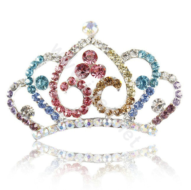 Crown Alloy Bride Hair Accessories Crystal Rhinestone Hair Pin Clip Combs - Multicolor