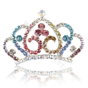 Crown Alloy Bride Hair Accessories Crystal Rhinestone Hair Pin Clip Combs - Multicolor