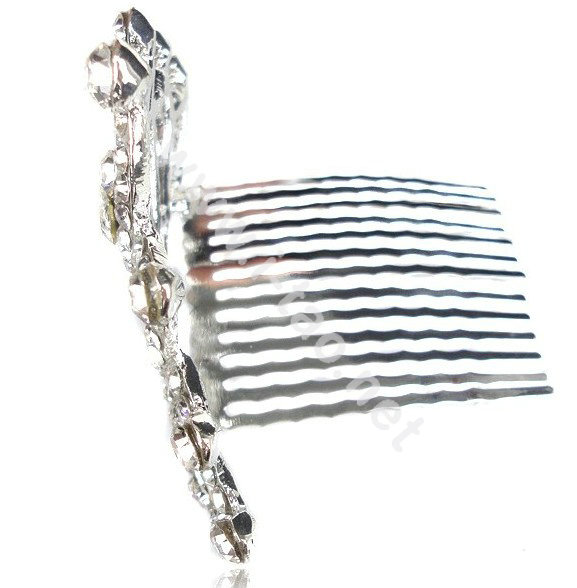 Crown Alloy Bride Hair Accessories Crystal Rhinestone Hair Pin Clip Combs - White