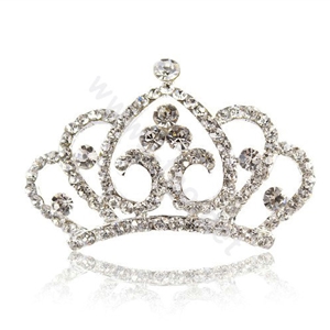 Crown Alloy Bride Hair Accessories Crystal Rhinestone Hair Pin Clip Combs - White