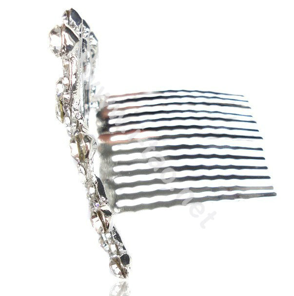 Crown Alloy Bride Hair Accessories Rhinestone Crystal Hair Pin Clip Combs - Blue