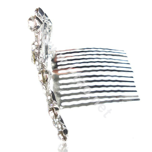 Crown Alloy Bride Hair Accessories Rhinestone Crystal Hair Pin Clip Combs - Pink