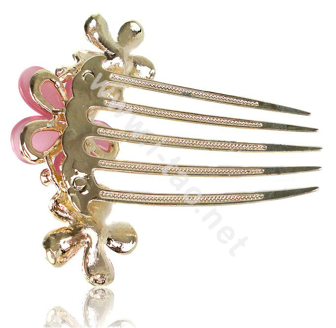 Elegant Hair Accessories Rhinestone Crystal Flower Alloy Hair Combs Clip - Purple