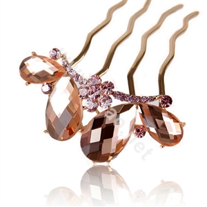 Hair Accessories Alloy Crystal Rhinestone Hair Pin Clip Fork Combs - Champagne
