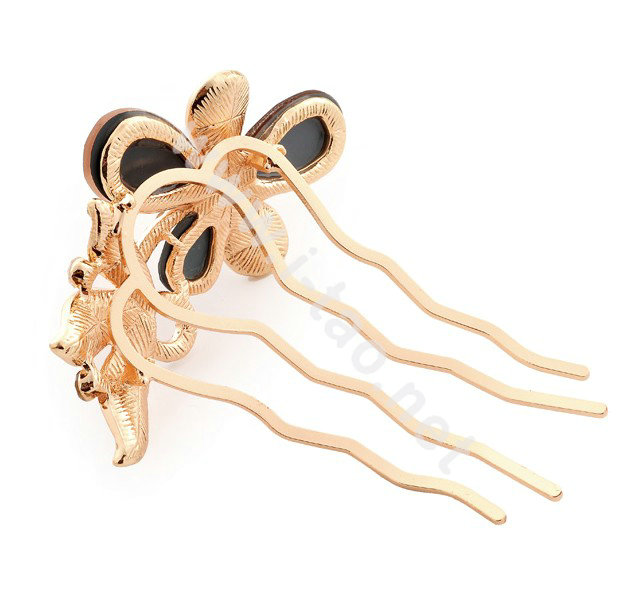 Hair Accessories Alloy Rhinestone Crystal Butterfly Hair Pin Clip Fork Combs - Gray