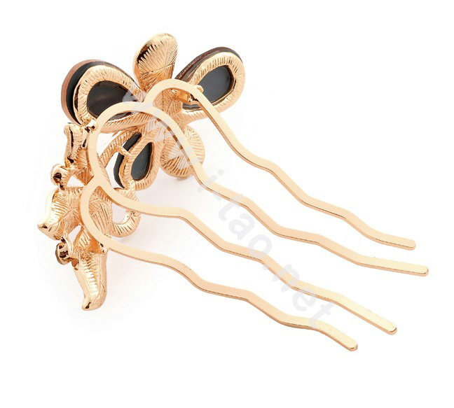 Hair Accessories Alloy Rhinestone Crystal Butterfly Hair Pin Clip Fork Combs - Multicolor