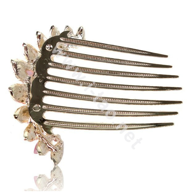 Hair Accessories Alloy Rhinestone Crystal Flower Elegant Hair Combs Clip - Blue