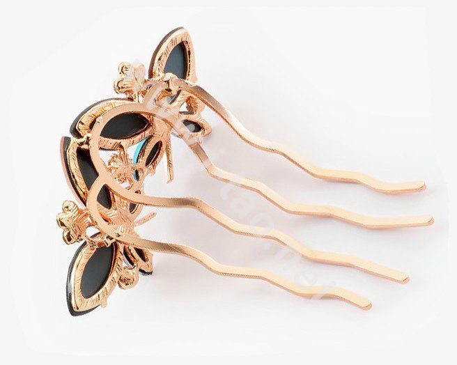 Hair Accessories Crystal Rhinestone Alloy Butterfly Hair Pin Clip Fork Combs - Champagne