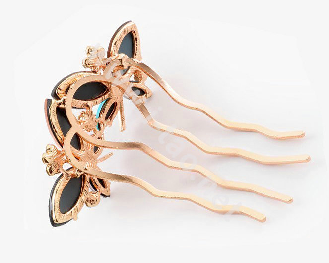 Hair Accessories Crystal Rhinestone Alloy Butterfly Hair Pin Clip Fork Combs - Multicolor
