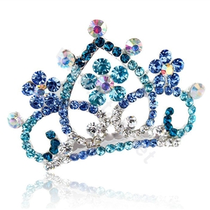 Hair Accessories Crystal Rhinestone Alloy Crown Bride Hair Pin Clip Combs - Blue
