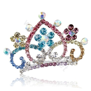 Hair Accessories Crystal Rhinestone Alloy Crown Bride Hair Pin Clip Combs - Multicolor