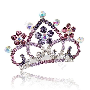 Hair Accessories Crystal Rhinestone Alloy Crown Bride Hair Pin Clip Combs - Purple