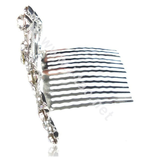 Hair Accessories Crystal Rhinestone Alloy Crown Bride Hair Pin Clip Combs - White