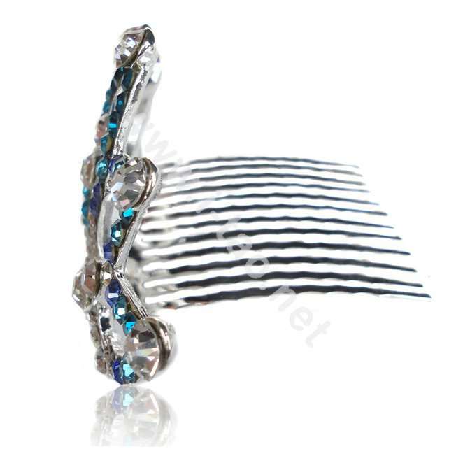 Hair Accessories Crystal Rhinestone Alloy Crown Hair Pin Clip Combs - Blue
