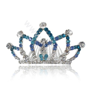 Hair Accessories Crystal Rhinestone Alloy Crown Hair Pin Clip Combs - Blue