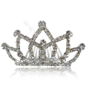 Hair Accessories Crystal Rhinestone Alloy Crown Hair Pin Clip Combs - White