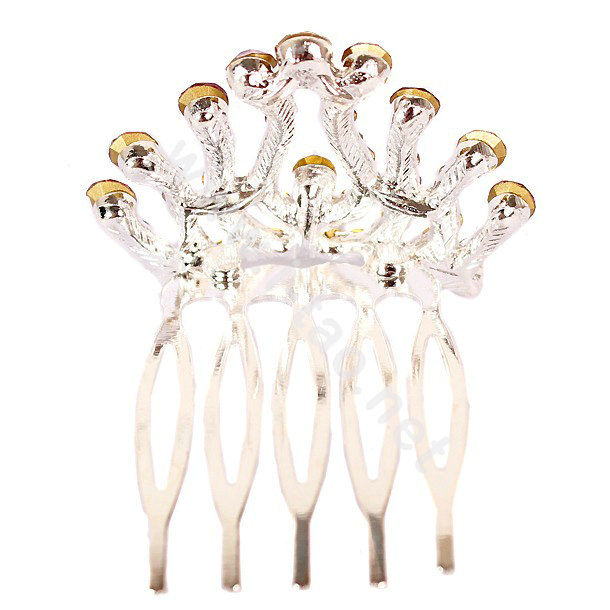 Hair Accessories Crystal Rhinestone Alloy Crown Hair Pin Combs Clip - Blue