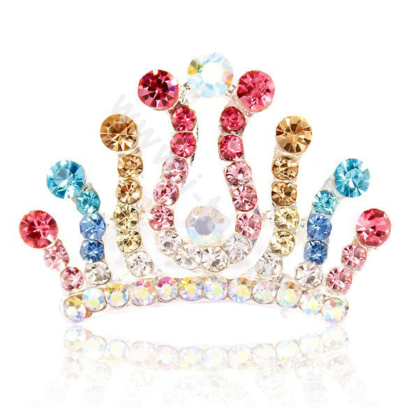 Hair Accessories Crystal Rhinestone Alloy Crown Hair Pin Combs Clip - Multicolor