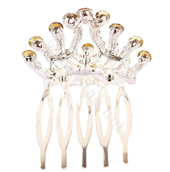 Hair Accessories Crystal Rhinestone Alloy Crown Hair Pin Combs Clip - Multicolor