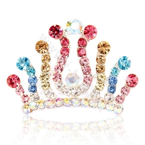 Hair Accessories Crystal Rhinestone Alloy Crown Hair Pin Combs Clip - Multicolor