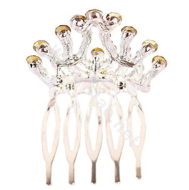 Hair Accessories Crystal Rhinestone Alloy Crown Hair Pin Combs Clip - Purple