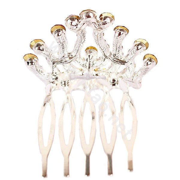 Hair Accessories Crystal Rhinestone Alloy Crown Hair Pin Combs Clip - Red